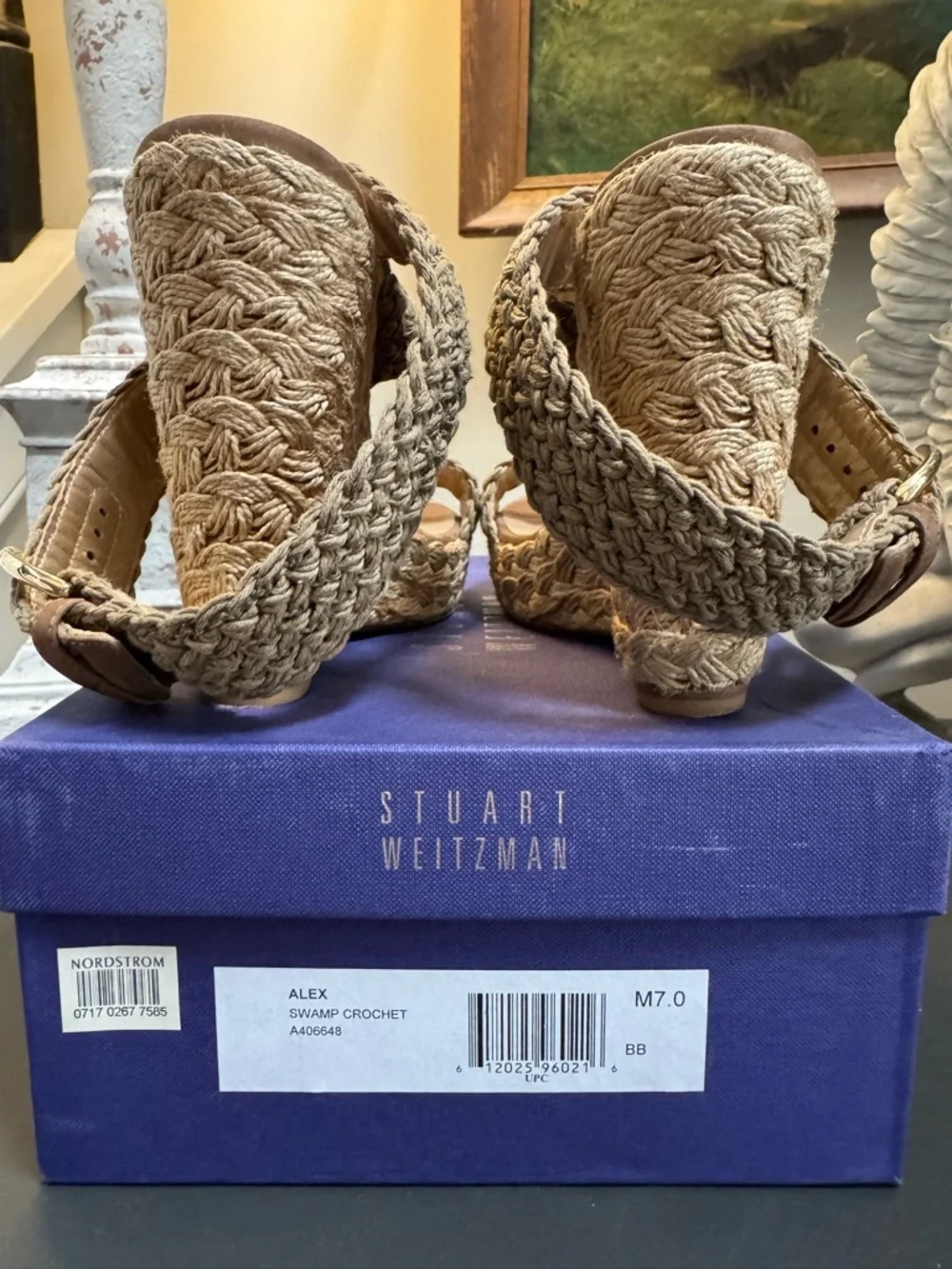 Stuart Weitzman Beige Braided Espadrille Wedge Sandals - Picture 5 of 8